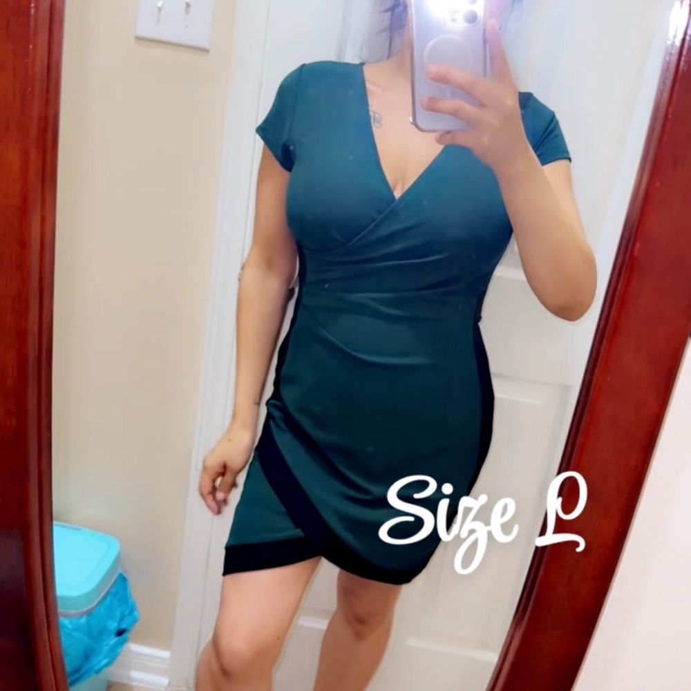 Almost Famous Deep Green and Black Mini Dress